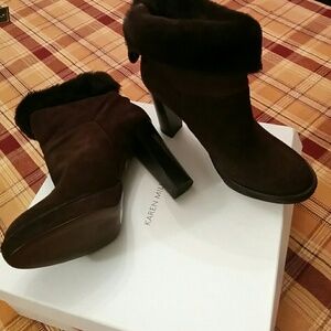 Karen Millen luxury chocolate suede boots Nwt